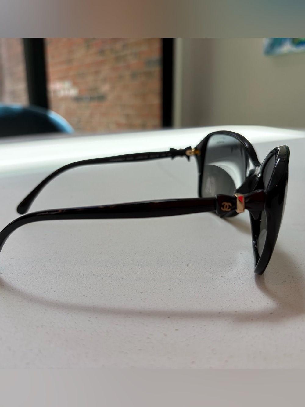 CHANEL Black Sunglasses with Gold CC Accent